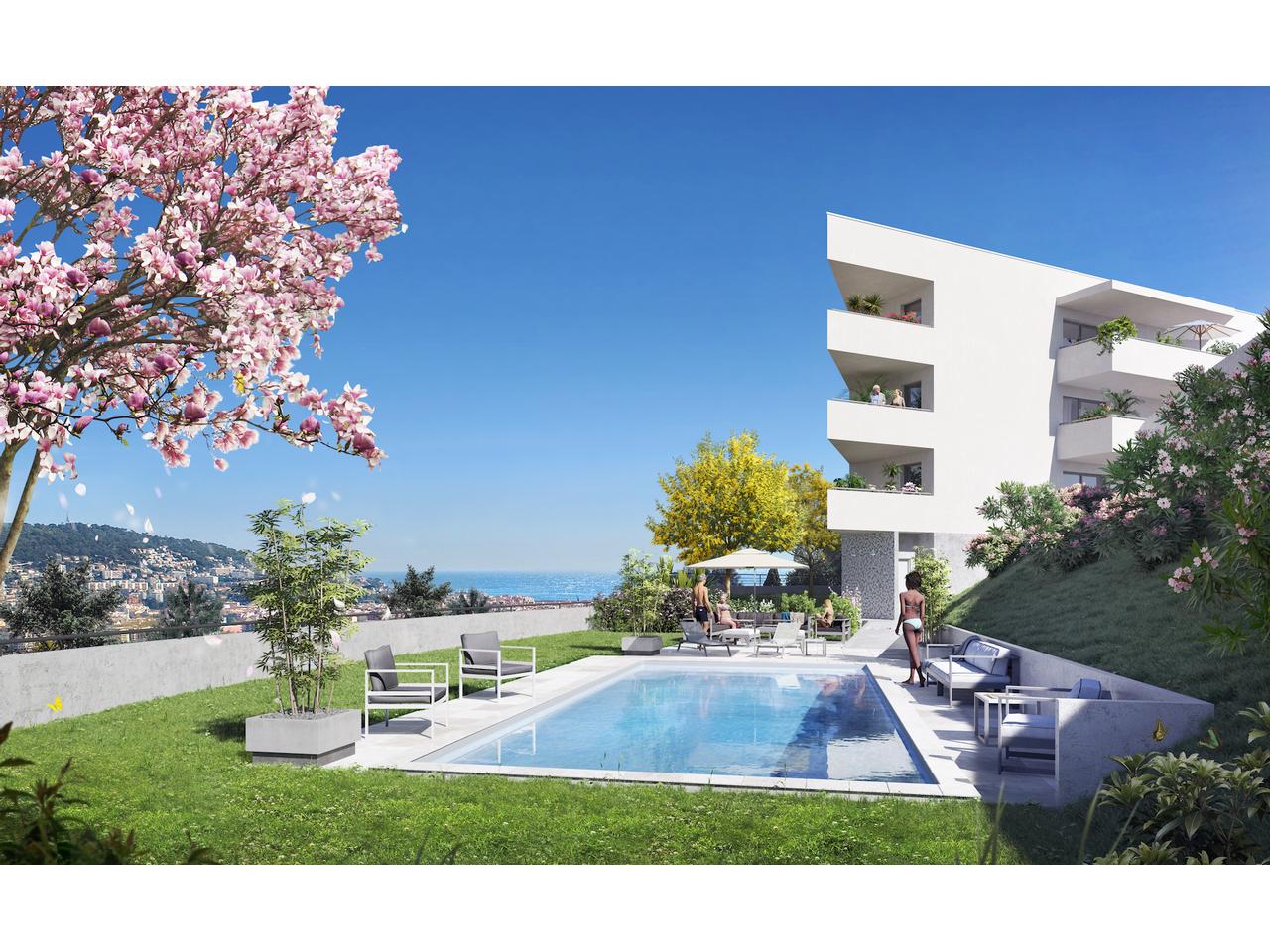 Nice Cimiez – 4 pièces avec terrasse, jardin et vue mer dans une belle résidence