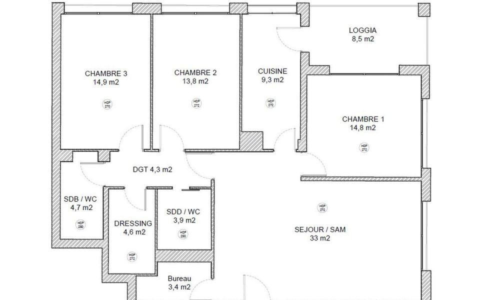 Nice Cimiez – Un appartement de 106 m2 joliment rénové au coeur du Cimiez historique : plan