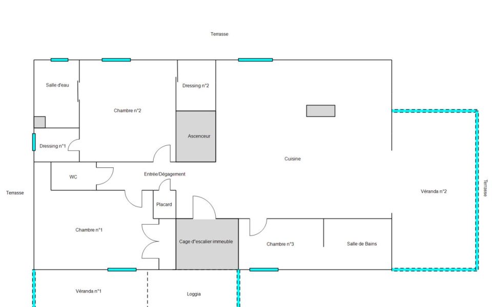 Nice Cimiez – Toit terrasse 4 pièces de 110 m2 habitables avec terrasse 317 m2 : plan